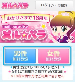 男性または女性の選択ボタン